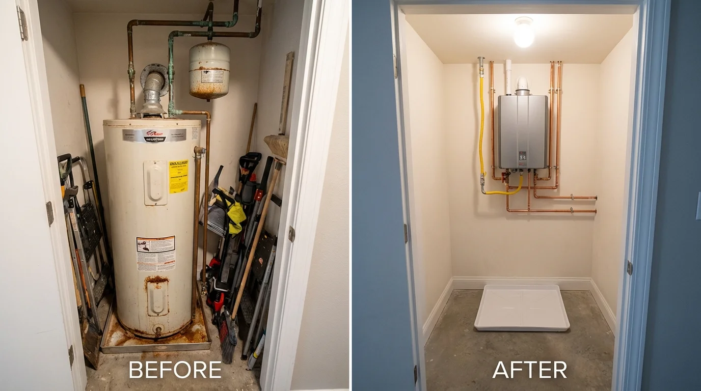 Tank water heater versus wall-mounted tankless unit comparison for Villa Ridge, MO homeowners