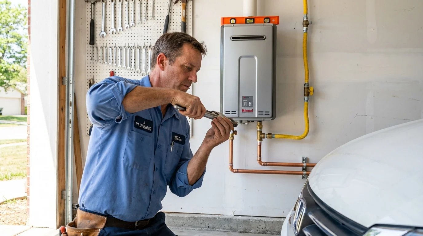 Tankless water heater installation by a Johns Plumbing LLC plumber in Villa Ridge